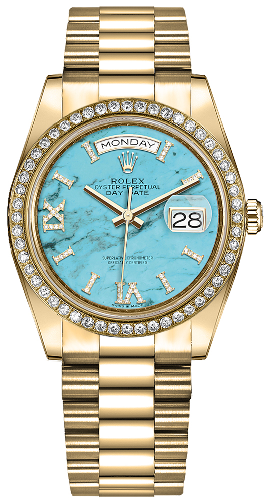 Rolex Day-Date Watches Unisex Turquoise Blue Self Winding Automatic 128348RBR-0037 Watch