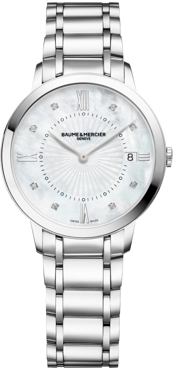 Baume & Mercier Classima Executives Watches Ladies Pearl White Battery Operated Quartz MOA10225 Watch