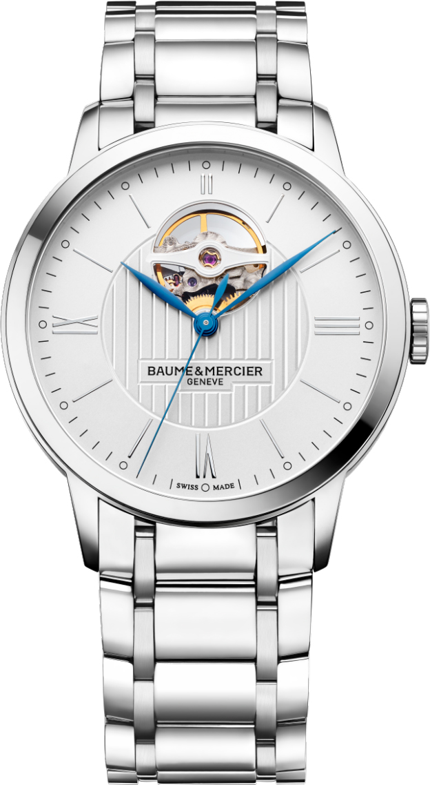 Baume & Mercier Classima Executives Watches Mens Opaline Guilloche Silver Self-winding Automatic MOA10275 Watch