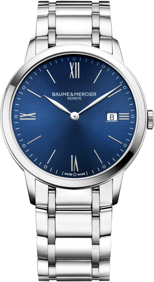 Baume & Mercier Classima Executives Watches Mens Sun Brushed Blue Battery Operated Quartz MOA10382 Watch