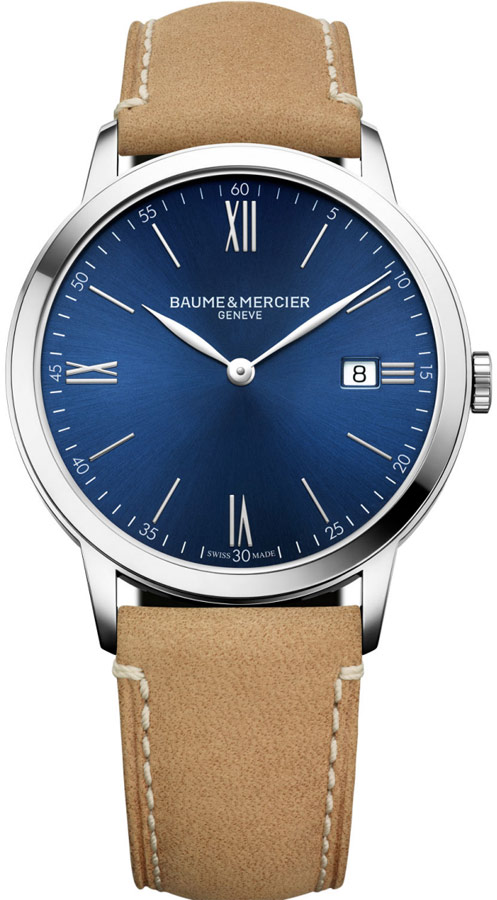 Baume & Mercier Classima Executives Watches Mens Sun Brushed Blue Battery Operated Quartz MOA10385 Watch