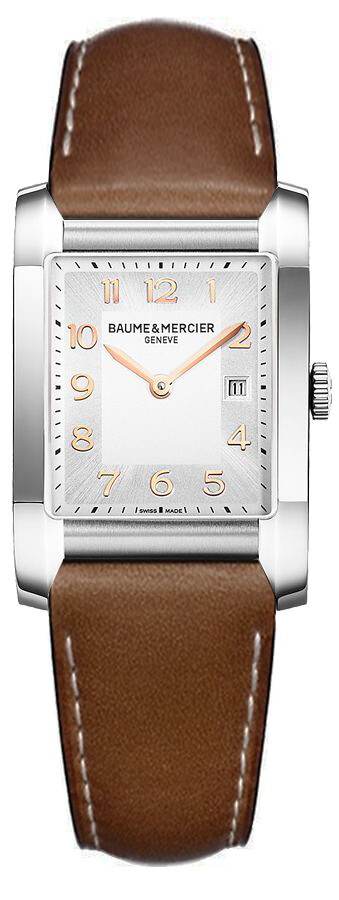 Baume & Mercier Hampton Rectangular Watches Ladies Opaline Silver Battery Operated Quartz MOA10020-BRNLT Watch