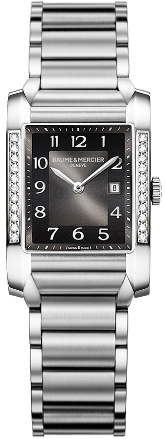 Baume & Mercier Hampton Rectangular Watches Ladies Black Battery Operated Quartz MOA10022-SS Watch