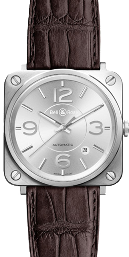Bell Ross Aviation Instruments Watches Mens Silver Self winding Automatic BR-S-OFFICER-SILVER Watch