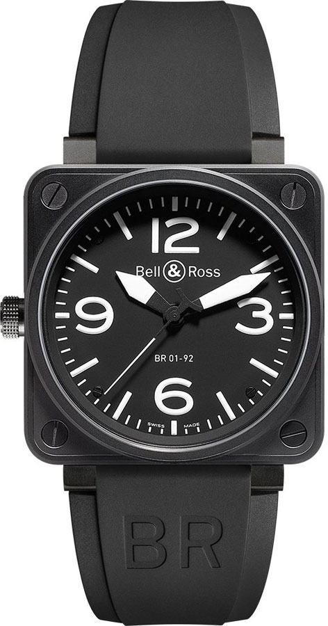 Bell Ross Aviation Instruments Watches Mens Black Self winding Automatic BR-01-92-GAUCHER Watch