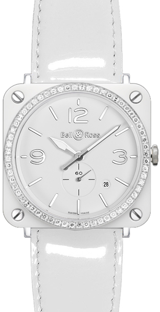 Bell Ross Aviation Instruments Watches Ladies White Battery Operated Quartz BR-S-WHITE-CERAMIC-DIAMOND-LS Watch