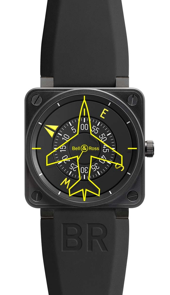 Bell Ross Aviation Instruments Watches Mens Black BR-01-HEADING-INDICATOR Watch