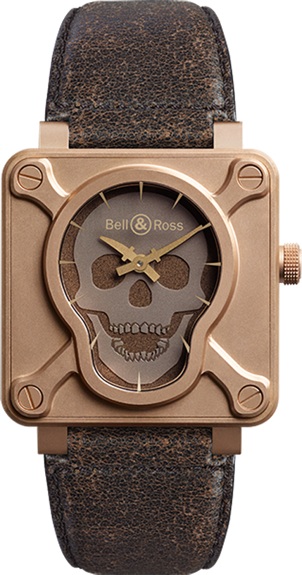 Bell Ross Aviation Instruments Watches Mens Photoluminescent Skull Black Self winding Automatic BR-01-SKULL-BRONZE Watch