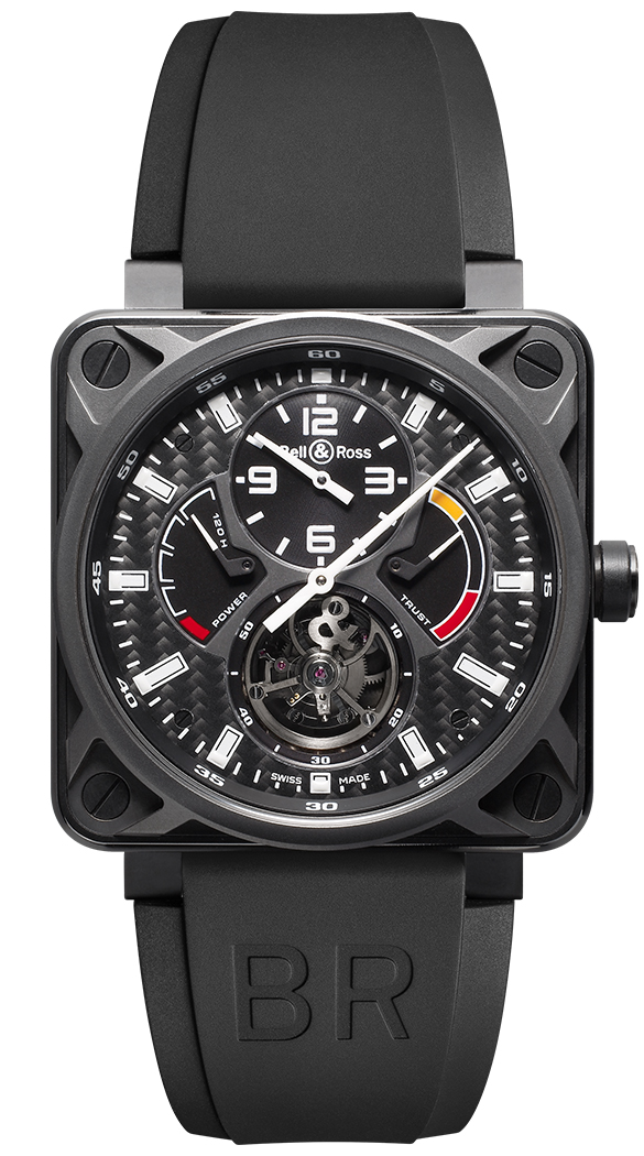 Bell Ross Aviation Instruments Watches Mens Black Carbon Fiber Manual Winding BR-01-TOURBILLON Watch