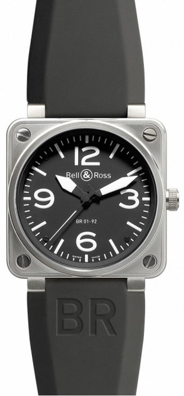 Bell Ross Aviation Instruments Watches Mens Black BR-01-92-STEEL Watch