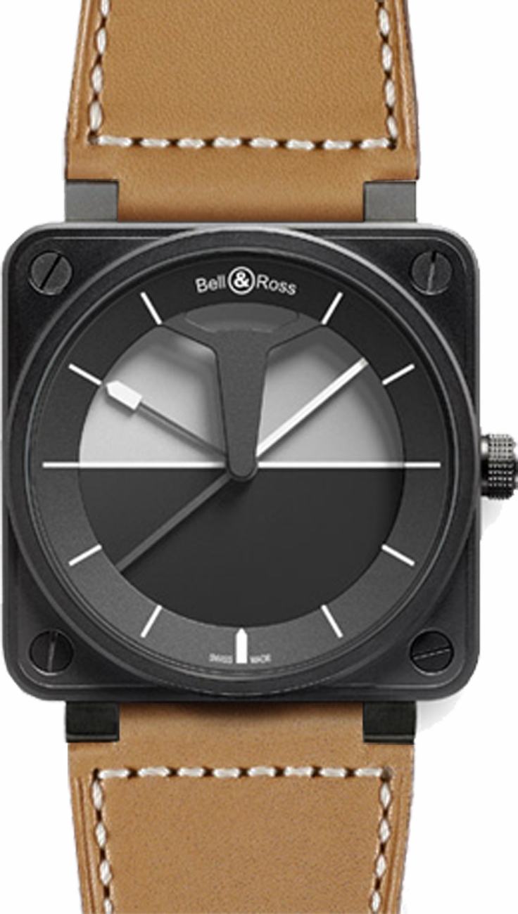 Bell Ross Aviation Instruments Watches Mens Black  BR-01-HORIZON-BROWN Watch