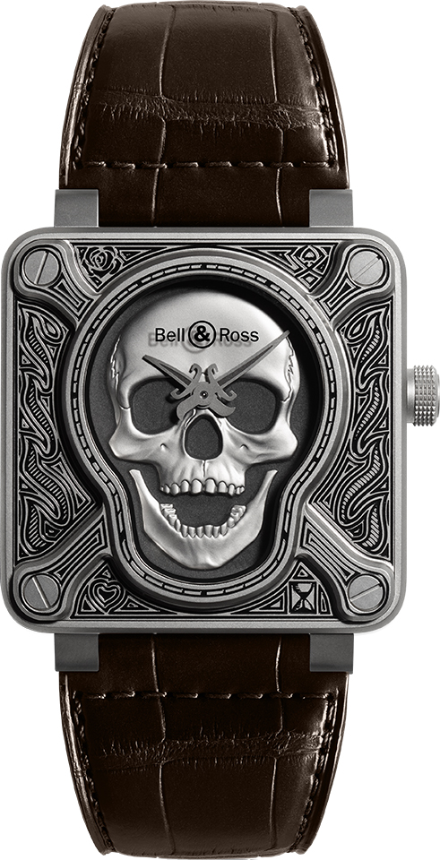 Bell Ross Aviation Instruments Watches  Skull Silver Self winding Automatic BR-01-92-BURNING-SKULL Watch