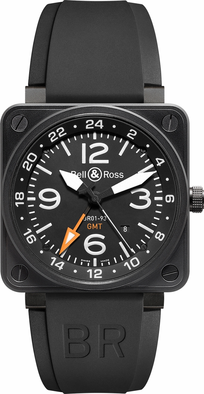 Bell Ross Aviation Instruments Watches  Black Self winding Automatic BR-01-93-GMT Watch