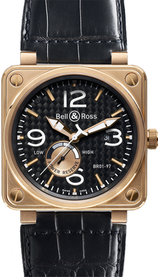 Bell Ross Aviation Instruments Watches  Black Carbon Fiber Self winding Automatic BR-01-97-ROSE-GOLD Watch