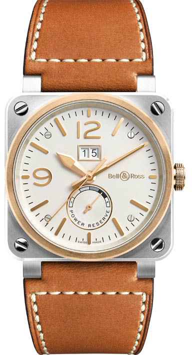 Bell Ross Aviation Instruments Watches Mens Opaline Silver Self winding Automatic BR-03-90-STEEL-ROSE-GOLD Watch