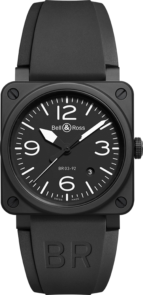 Bell Ross Aviation Instruments Watches Mens Black Self winding Automatic BR-03-92-BLACK-MATTE Watch