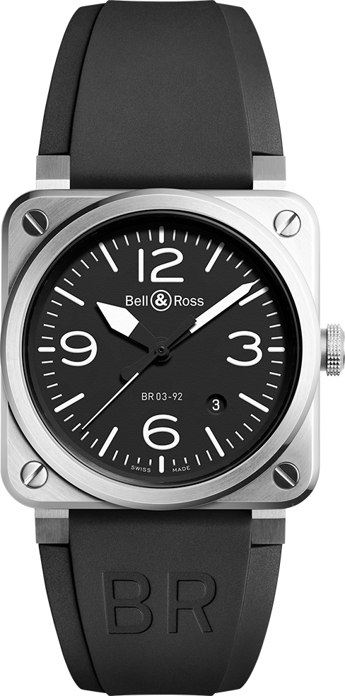 Bell Ross Aviation Instruments Watches Mens Black Self winding Automatic BR-03-92-STEEL Watch
