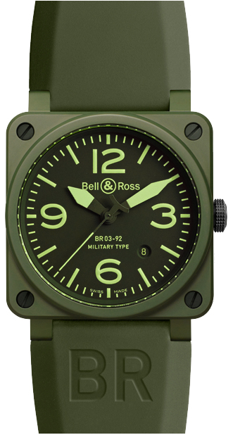 Bell Ross Aviation Instruments Watches Green BR-03-92-MILITARY-CERAMIC Watch