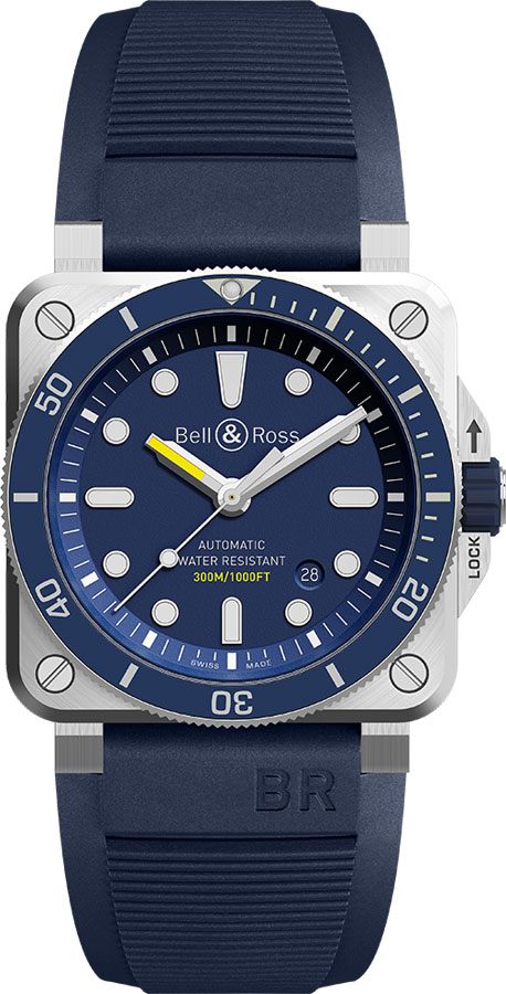 Bell Ross Aviation Instruments Watches Mens Blue Self winding Automatic BR-03-92-DIVER-BLUE Watch