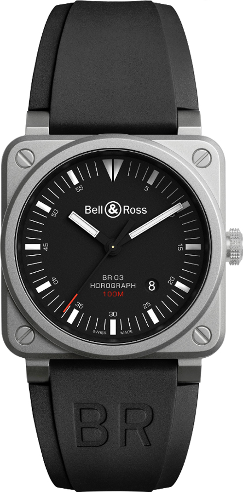 Bell Ross Aviation Instruments Watches Mens Black Self winding Automatic BR-03-92-HOROGRAPH Watch
