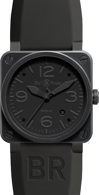 Bell Ross Aviation Instruments Watches Mens Black Self winding Automatic BR-03-92-PHANTOM Watch