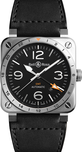 Bell Ross Aviation Instruments Watches Mens Black Self winding Automatic BR-03-93-GMT Watch