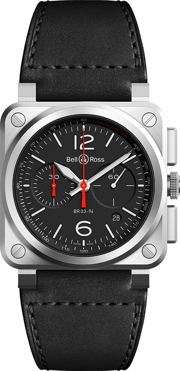 Bell Ross Aviation Instruments Watches Mens Black Self winding Automatic BR-03-94-BLACK-STEEL Watch