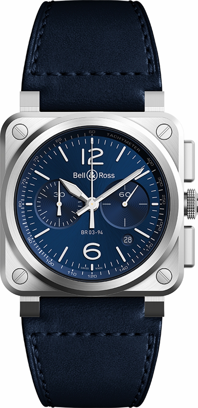 Bell Ross Aviation Instruments Watches Mens Blue Self winding Automatic BR-03-94-BLUE-STEEL Watch
