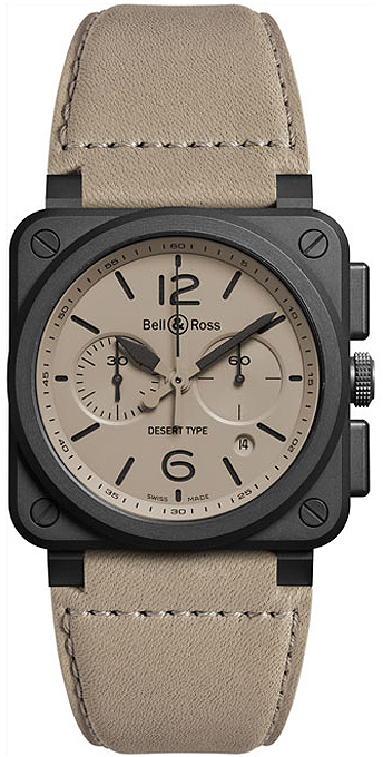 Bell Ross Aviation Instruments Watches Mens Beige Self winding Automatic BR-03-94-DESERT-CERAMIC Watch