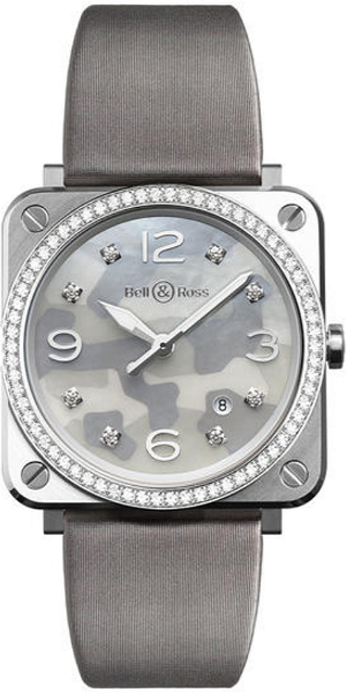 Bell Ross Aviation Instruments Watches  Grey Dial with Camouflage Pattern & Diamonds Battery Operated Quartz BR-S-GREY-CAMOUFLAGE-DIAMONDS Watch