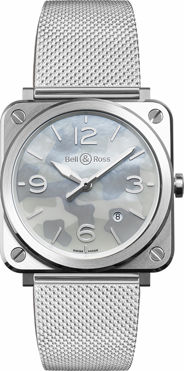 Bell Ross Aviation Instruments Watches  Camouflage Patterned Mother of Pearl Grey Battery Operated Quartz BR-S-GREY-CAMOUFLAGE Watch