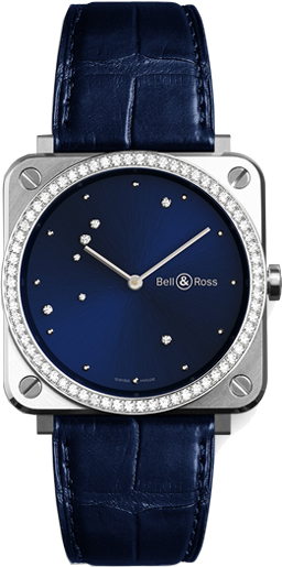 Bell Ross Aviation Instruments Watches Mens Blue Dial Set with Diamonds Battery Operated Quartz BR-S-DIAMOND-EAGLE-DIAMONDS Watch