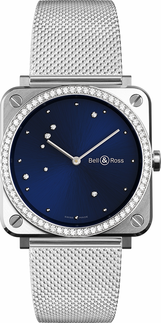 Bell Ross Aviation Instruments Watches  Midnight Blue Dial Set with Diamonds Battery Operated Quartz BR-S-DIAMOND-EAGLE-DIAMONDS-SS Watch