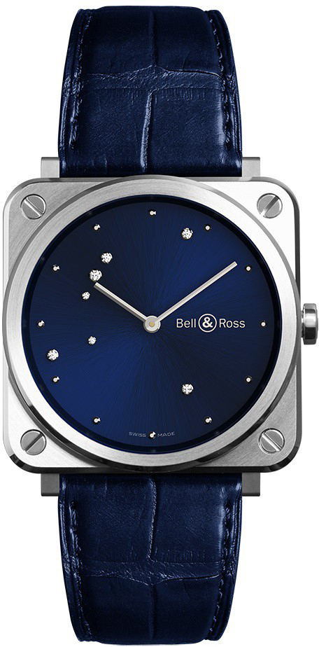 Bell Ross Aviation Instruments Watches Mens Blue Dial Set with Diamonds Battery Operated Quartz BR-S-DIAMOND-EAGLE Watch