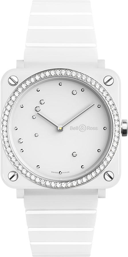 Bell Ross Aviation Instruments Watches  White Battery Operated Quartz BR-S-WHITE-DIAMOND-EAGLE-DIAMONDS Watch