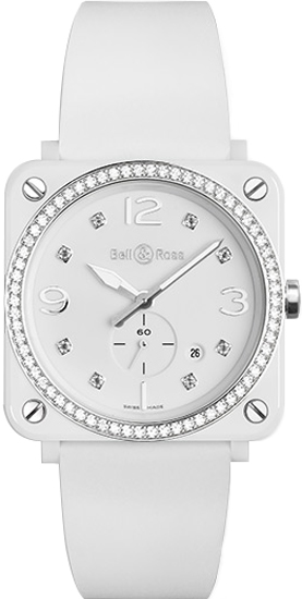Bell Ross Aviation Instruments Watches  White Battery Operated Quartz BR-S-WHITE-CERAMIC-DIAMOND-DD Watch