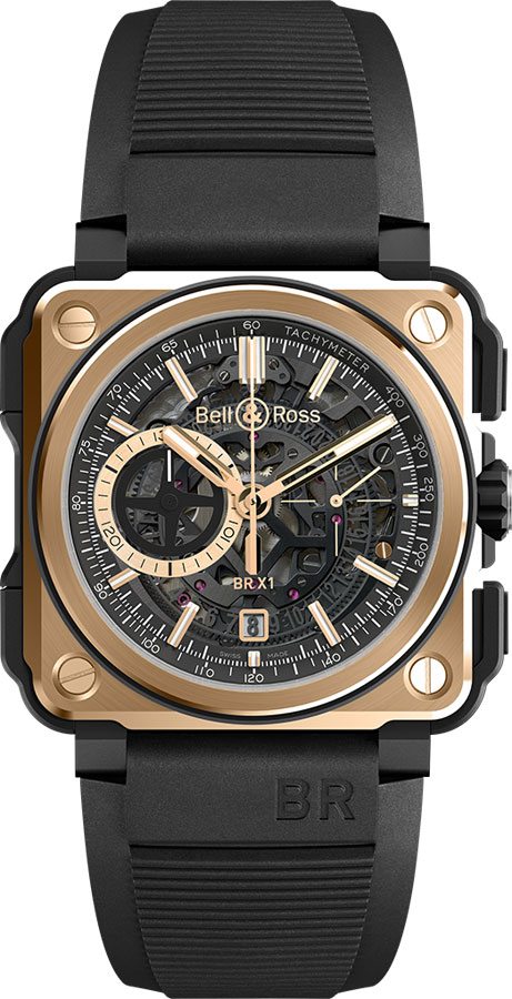 Bell Ross Aviation Instruments Watches Mens Black Self winding Automatic BR-X1-ROSE-GOLD-CERAMIC Watch