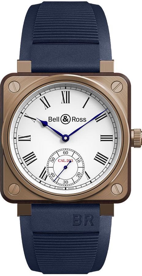 Bell Ross Aviation Instruments Watches Mens Lacquered White Manual Winding BR-01-INSTRUMENT-DE-MARINE-B-P-034 Watch