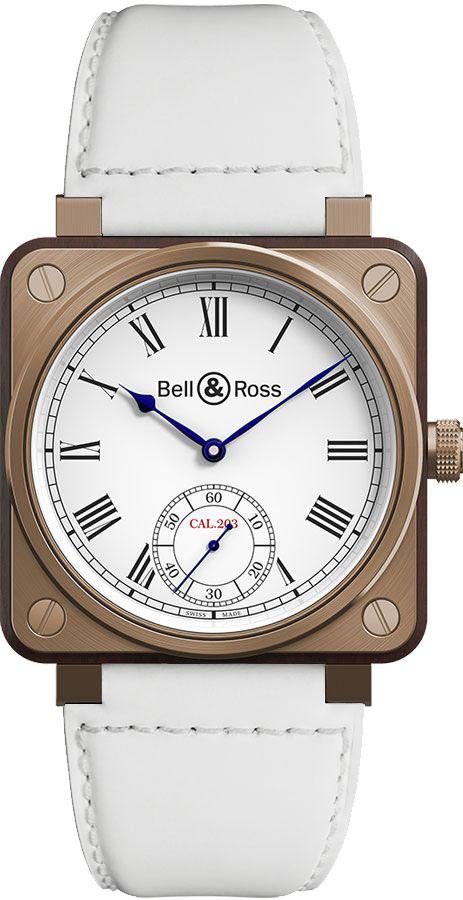 Bell Ross Aviation Instruments Watches Mens Lacquered White Manual Winding BR-01-INSTRUMENT-DE-MARINE-B-V-032 Watch