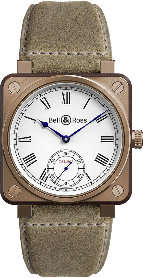 Bell Ross Aviation Instruments Watches Mens Lacquered White Manual Winding BR-01-INSTRUMENT-DE-MARINE-B-V-055 Watch