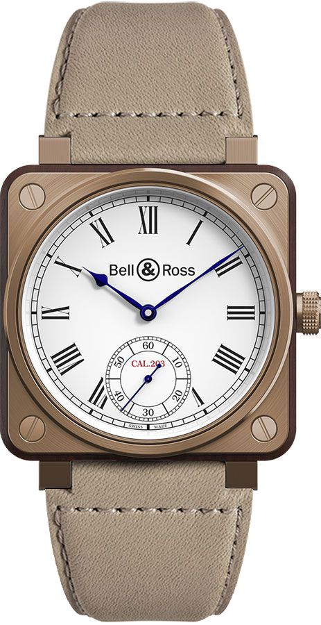 Bell Ross Aviation Instruments Watches Mens Lacquered White Manual Winding BR-01-INSTRUMENT-DE-MARINE-B-V-057 Watch
