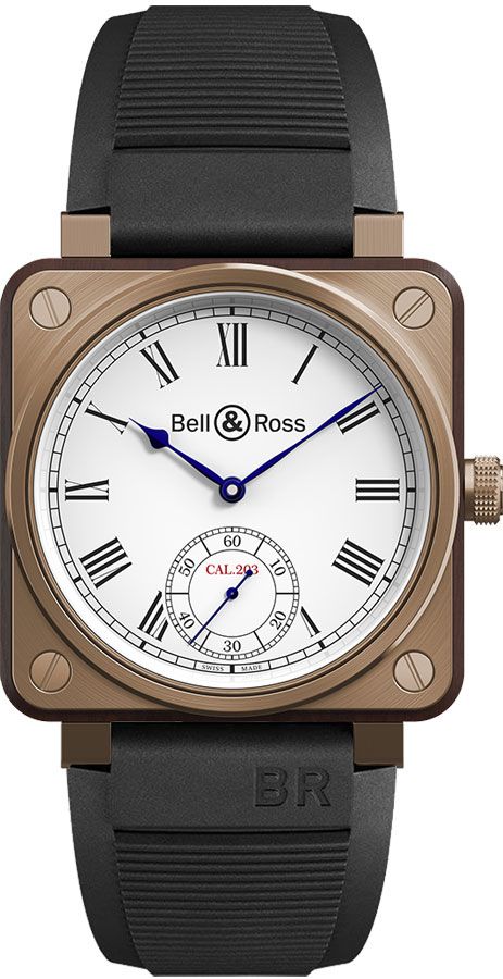 Bell Ross Aviation Instruments Watches Mens Lacquered White Manual Winding BR-01-INSTRUMENT-DE-MARINE-B-P-029 Watch