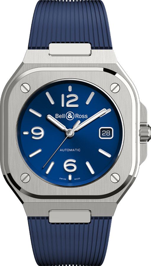 Bell Ross Aviation Instruments Watches Mens Blue Self winding Automatic BR-05-BLUE-STEEL-RUBBER Watch