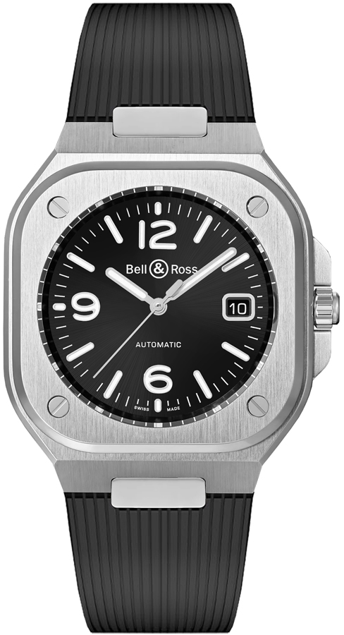 Bell Ross Aviation Instruments Watches Mens Black Self winding Automatic BR-05-BLACK-STEEL-RUBBER Watch
