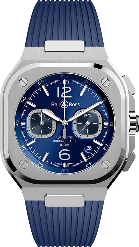 Bell Ross Aviation Instruments Watches Mens Blue Self winding Automatic BR-05-CHRONO-BLUE-STEEL Watch
