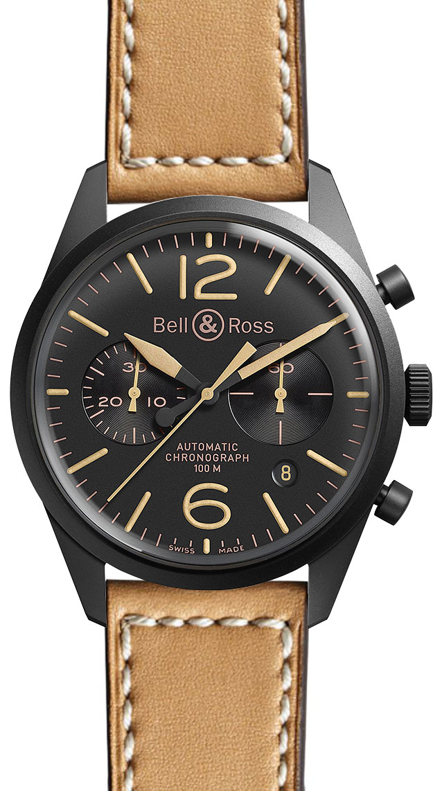 Bell Ross Vintage Watches Mens Galvanic Sunburst Black Self winding Automatic BR-126-HERITAGE-V2 Watch