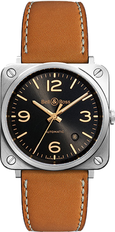 Bell Ross Aviation Instruments Watches Mens Black Self winding Automatic BR-S-GOLDEN-HERITAGE Watch