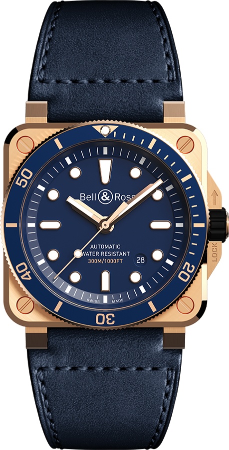 Bell Ross Aviation Instruments Watches Mens Blue Self winding Automatic BR-03-92-DIVER-BLUE-BRONZE Watch