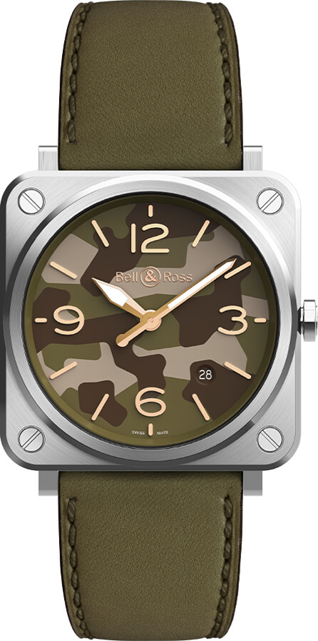 Bell Ross Aviation Instruments Watches Mens Green Battery Operated Quartz BR-S-GREEN-CAMO Watch