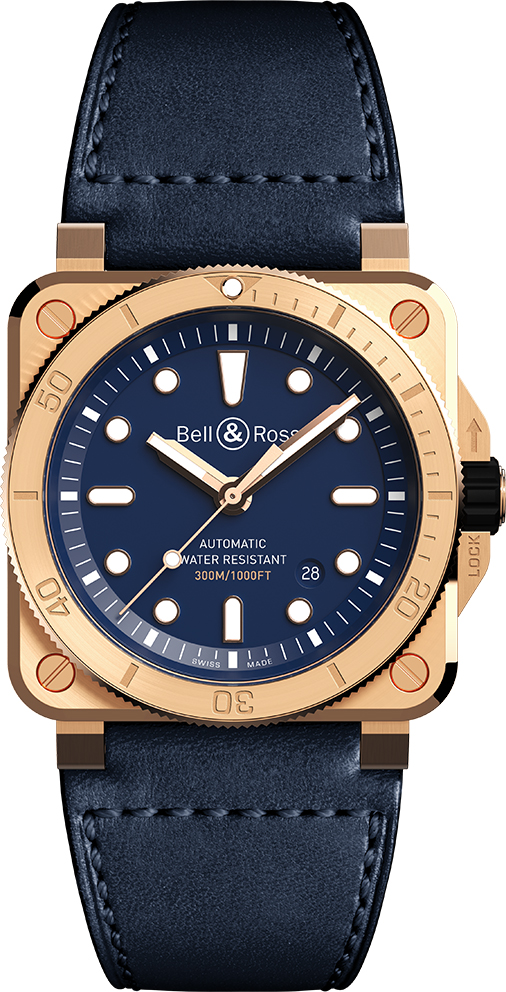 Bell Ross Aviation Instruments Watches Mens Blue Self winding Automatic BR-03-92-DIVER-BRONZE-BLUE Watch